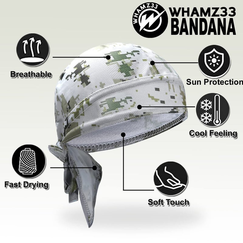 WHAMZ33 W 4Pcs Doo Rags for Men, Head Wraps Dew Rags Bandana Beanie for Cycling Motorcycle Camouflage - Image 2